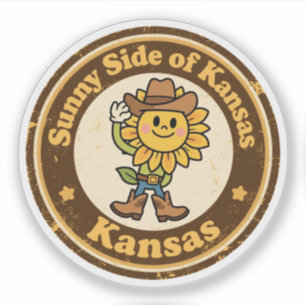 Adesivo Divertido Vintage Kansas Sunflower Cowboy Retro