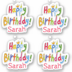 Adesivo Divertimento & texto colorido do feliz aniversario