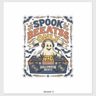 Adesivo DJ Fantasma Spooky Beats Gravação Vintage Hallowee