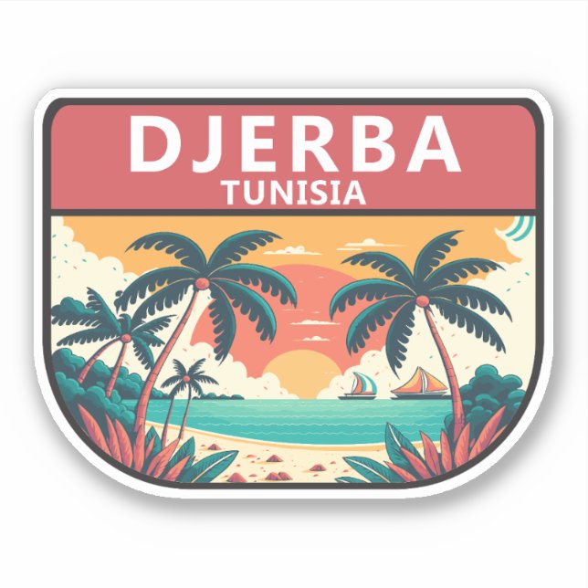 Adesivo Djerba Tunísia Retro Emblem (Frente)