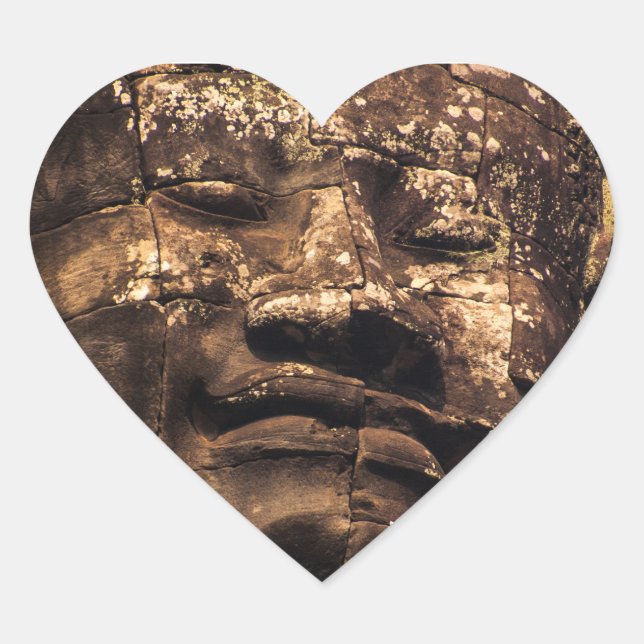 Adesivo do Coração de Buda de Angkor Wat (Frente)