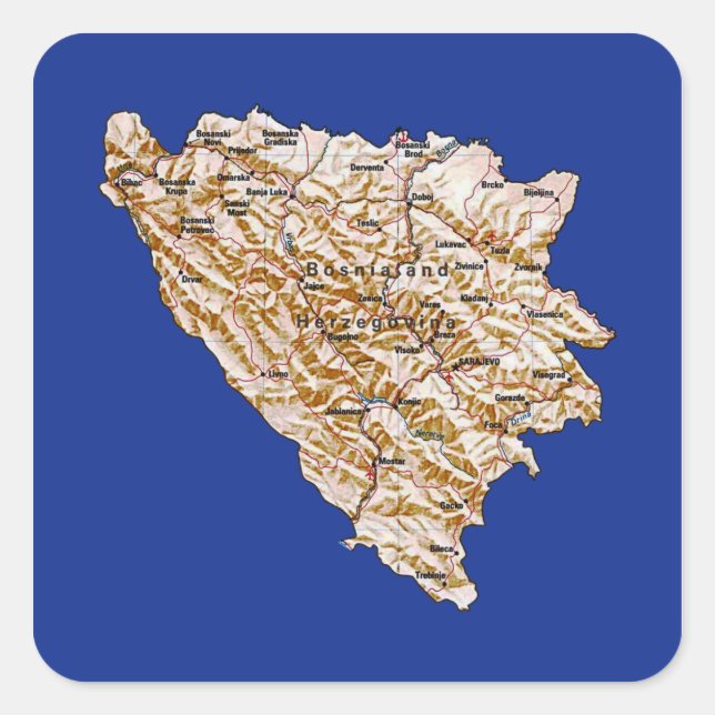 Adesivo do Mapa da Bósnia-Herzegovina (Frente)