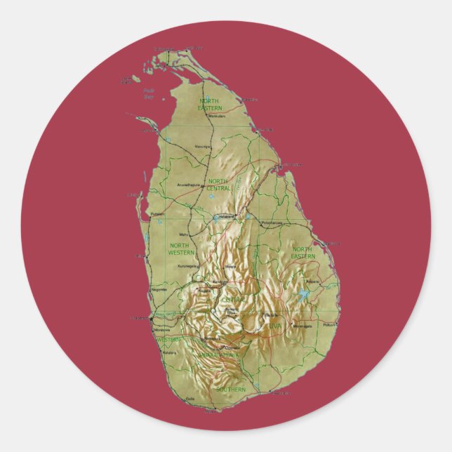 Adesivo do Mapa do Sri Lanka (Frente)