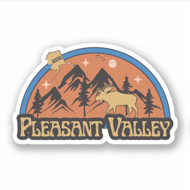 Adesivo do Pleasant Valley, Alasca (Frente)