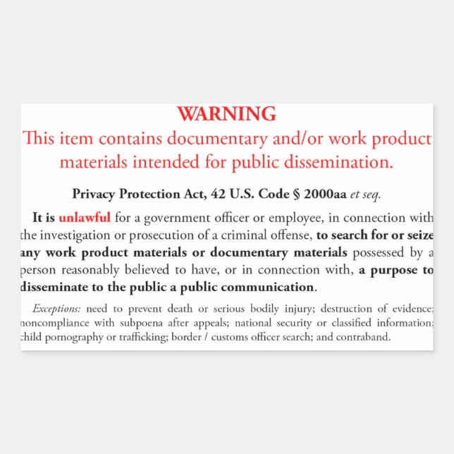 Adesivo do Privacy Protection Act, retângulo branc (Frente)