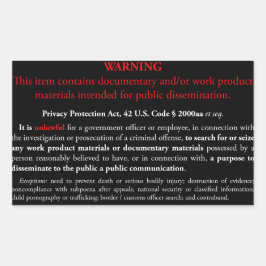 Adesivo do Privacy Protection Act, retângulo preto