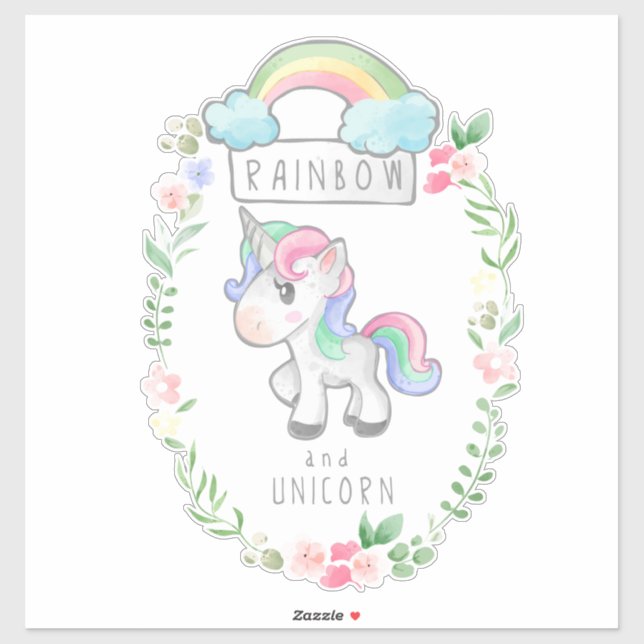 Adesivo do Rainbow Unicorn (Folha)