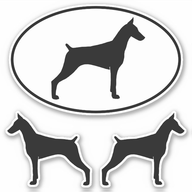 Adesivo Doberman Pinscher Dog Silhouettes Sticker Set (Frente)