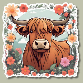 Adesivo Doce Bohemian Highland Cow Watersafe