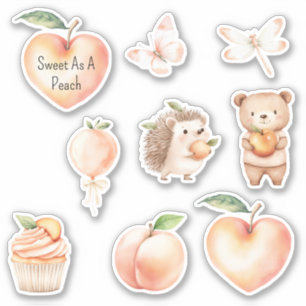 Adesivo Doce Coração de Pêssego Fruta Balão Urso Ouriço