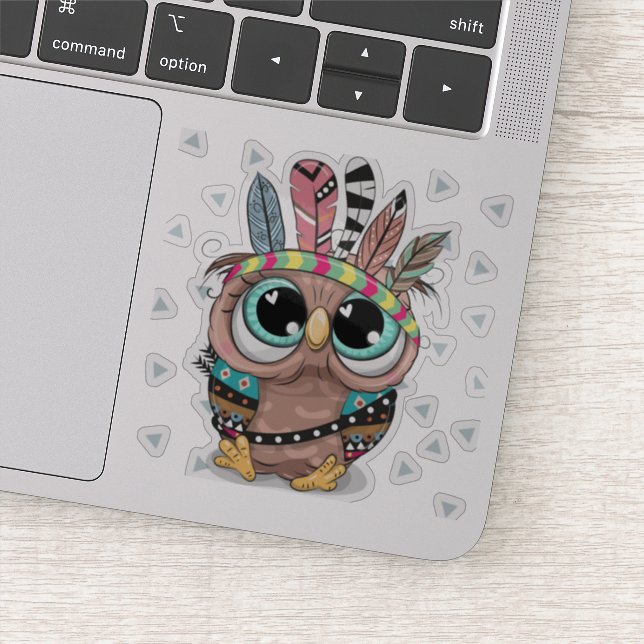 Adesivo doce coruja adorável com Penas (Detalhe)