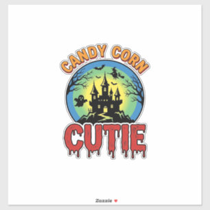 Adesivo Doce Cute de Milho Design de Castelo de Halloween