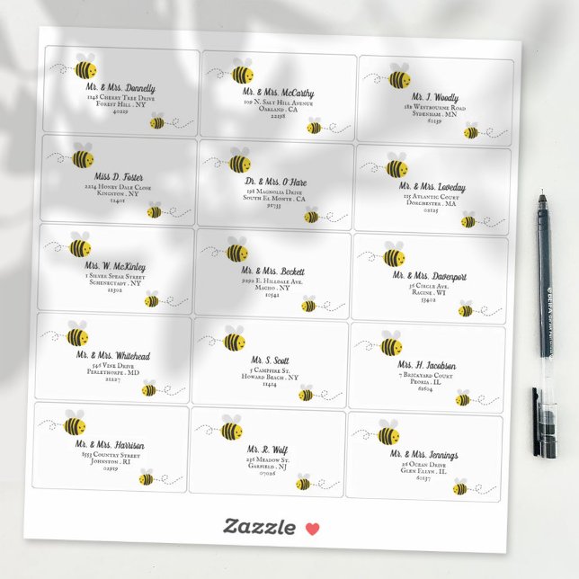 Adesivo Doce Pequeno Mel Abelhas Endereço Individual De Co (Criador carregado)