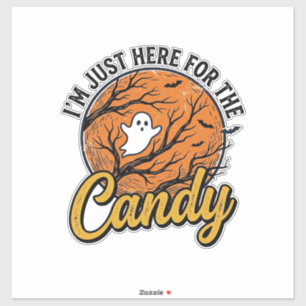 Adesivo Doces de Halloween Fantasma Design Vetorial Vintag