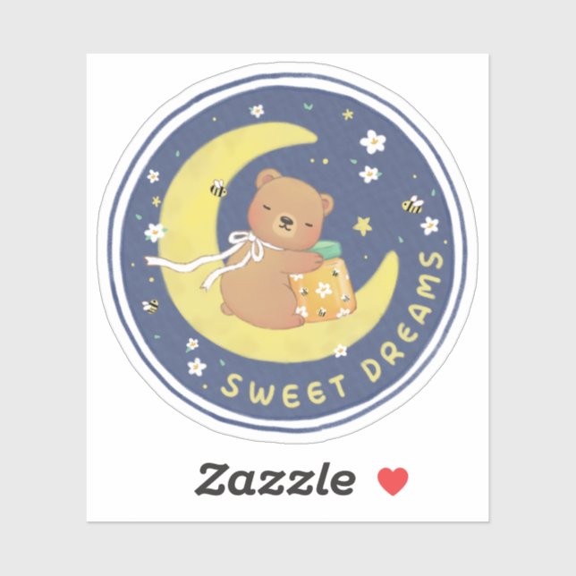 Adesivo Doces sonhos: Urso de Teddy e Ilustração de Mel (Folha)