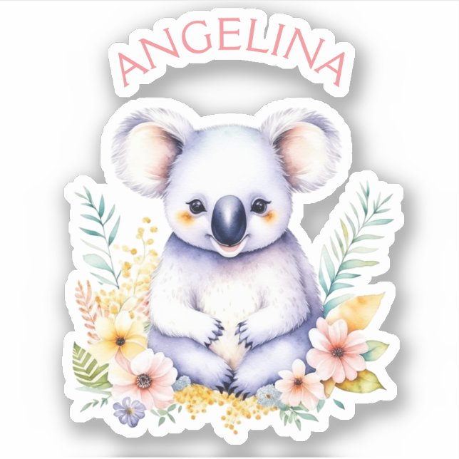 Adesivo Docinho personalizado, Koala Bear Nursery Art (Frente)