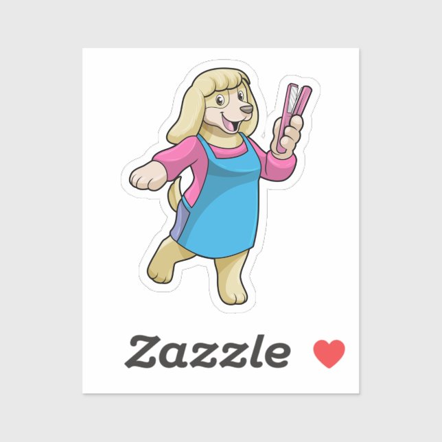 Adesivo Dog as Hairdresser with Comb (Folha)