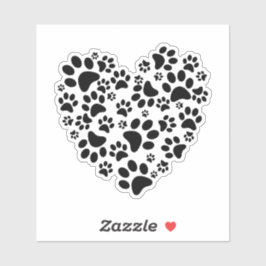 Adesivo Dog Cat Paw Prints Heart Valentine's Day Love