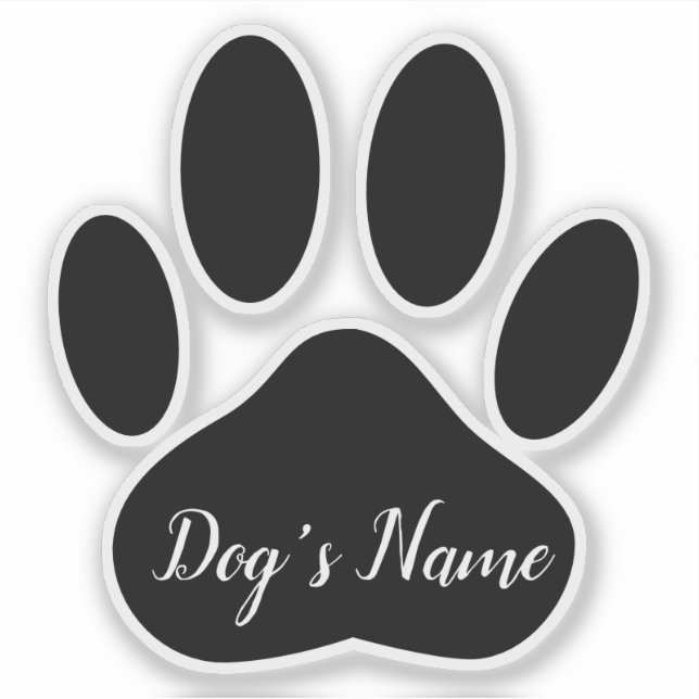 Adesivo Dog Paw Print With Custom Name Personalized (Frente)