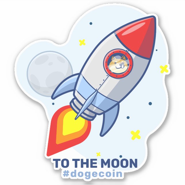 Adesivo Dogecoin Para A Cripto Do Cão Espacial Do Moon Roc (Frente)