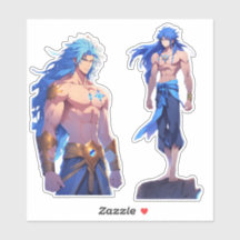 Dois Blocos Fantasy Warrior Stickers | Cabelo Azul