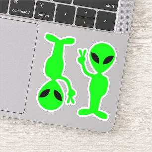 Adesivo Dois Pequenos Aliens de Paz Verdes