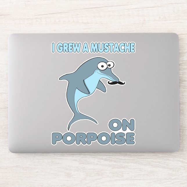 Adesivo Dolphin Engraçado Mustache (Computador)