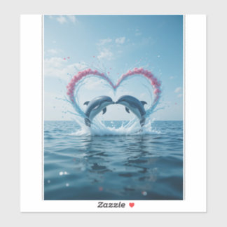Adesivo Dolphins Valentine Tropical Love Heart Ocean