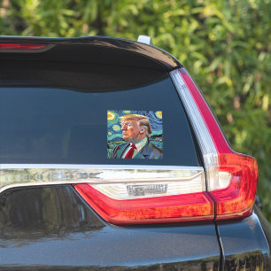 Adesivo Donald Trump Starry Night Van Gogh Art Style 2024