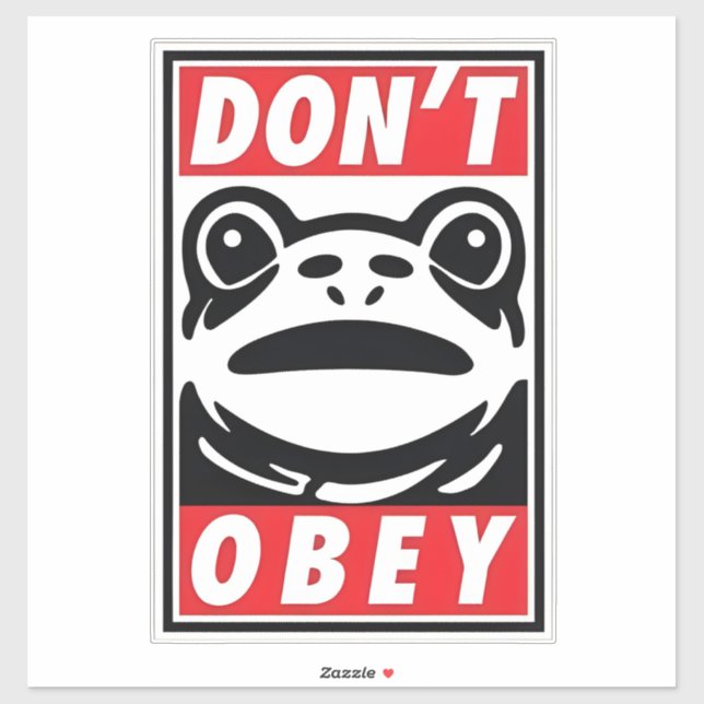 Adesivo Don't Obey Funny Frog Resist No King USA (Folha)