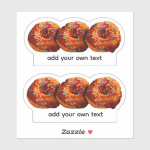 Adesivo Donuts Com Confeitos Adicione Seu Próprio Texto Pe