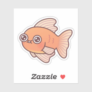 Adesivo Doodle de Peixe Dourado Fofo