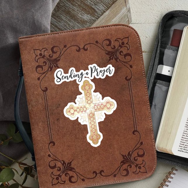 Adesivo Dourada cruz enviando uma oração (Criador carregado)