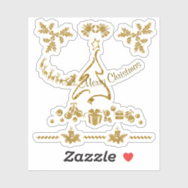 Adesivo Dourada Glitter Feliz Natal, Papai Noel