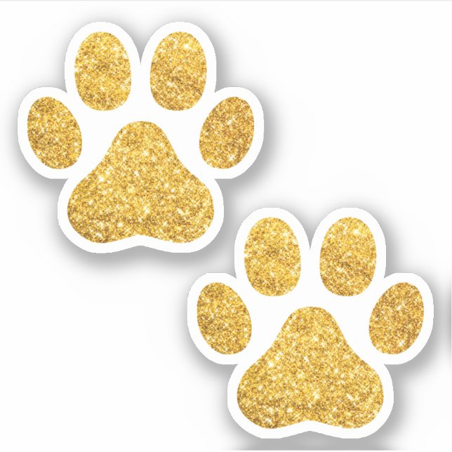 Adesivo Dourada Glitter Paw Prints Pet Lover (Frente)