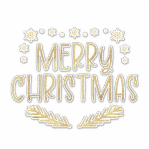 Adesivo Dourada Glitter Snowflake Folhas de Natal Feliz