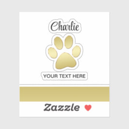 Adesivo Dourada pata de cão brilhante sobre fundo negro