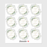 Adesivo Dourado Casamento Verde Botânico Claro<br><div class="desc">Este adesivo nítido do casamento apresenta cor d'água,  eucalipto verde,  folhas verdes e um quadro circular dourado. Para uma personalização mais avançada deste design,  clique no BOTÃO FERRAMENTA DESIGN AZUL acima. Itens correspondentes também estão disponíveis.</div>
