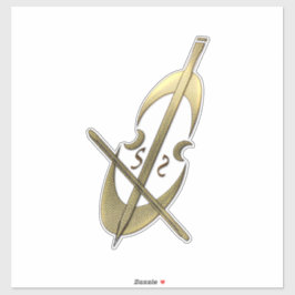 Adesivo Dourado Cello Violin Sticker