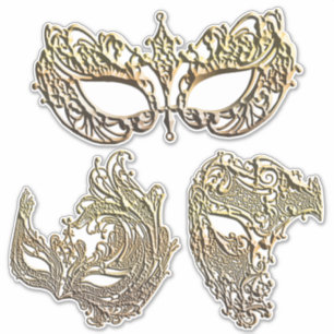 Adesivo Dourado Filigree Venetian Mardi Gras Máscara Arte