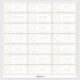 Adesivo Dourado Folheto de Folha Monograma Vinheta de Ende