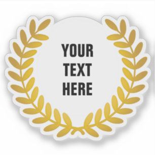 Adesivo Dourado laurel wreath prêmio adicionar palavras