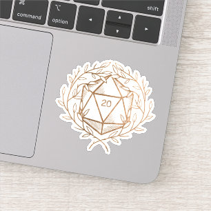 Adesivo Dourado Laurels D20 Dice Fantasy Game Master