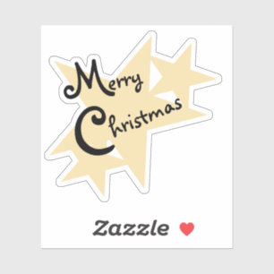 Adesivo Dourado Natal Feliz das Estrelas Amarelas