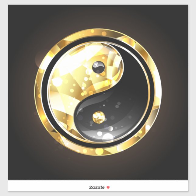 Adesivo Dourado Yin Yang a preto (Folha)