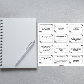 Adesivo Doze citações de tristeza no desenho de quadro de 