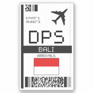 Adesivo DPS Bali, Indonésia - Passagem de embarque - Viage