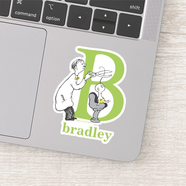 Adesivo Dr. Seuss ABC: Carta B - Branco | Adicione seu nom (Detalhe)