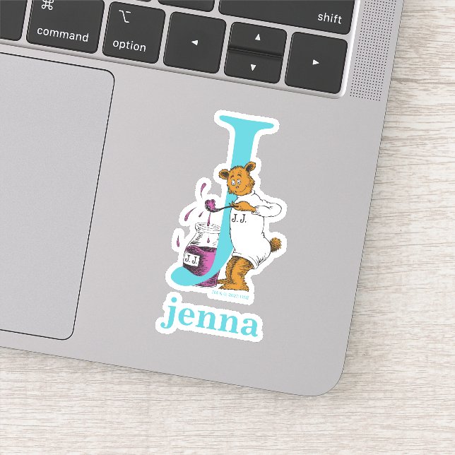 Adesivo Dr. Seuss ABC: Carta J - Branco | Adicione seu nom (Detalhe)
