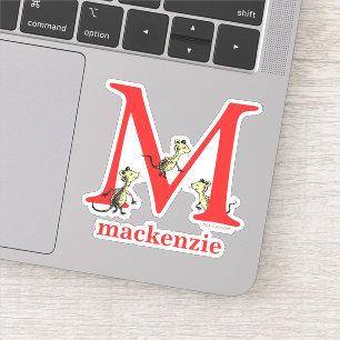 Adesivo Dr. Seuss ABC: Carta M - Branco   Adicione seu nom